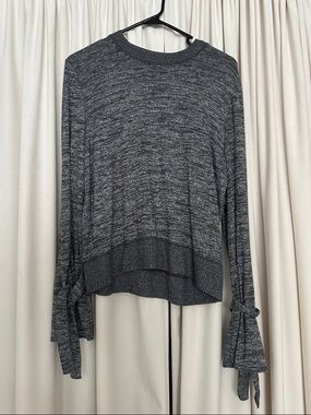 Abercrombie & Fitch Marled Charcoal Tie-Sleeve Knit Top